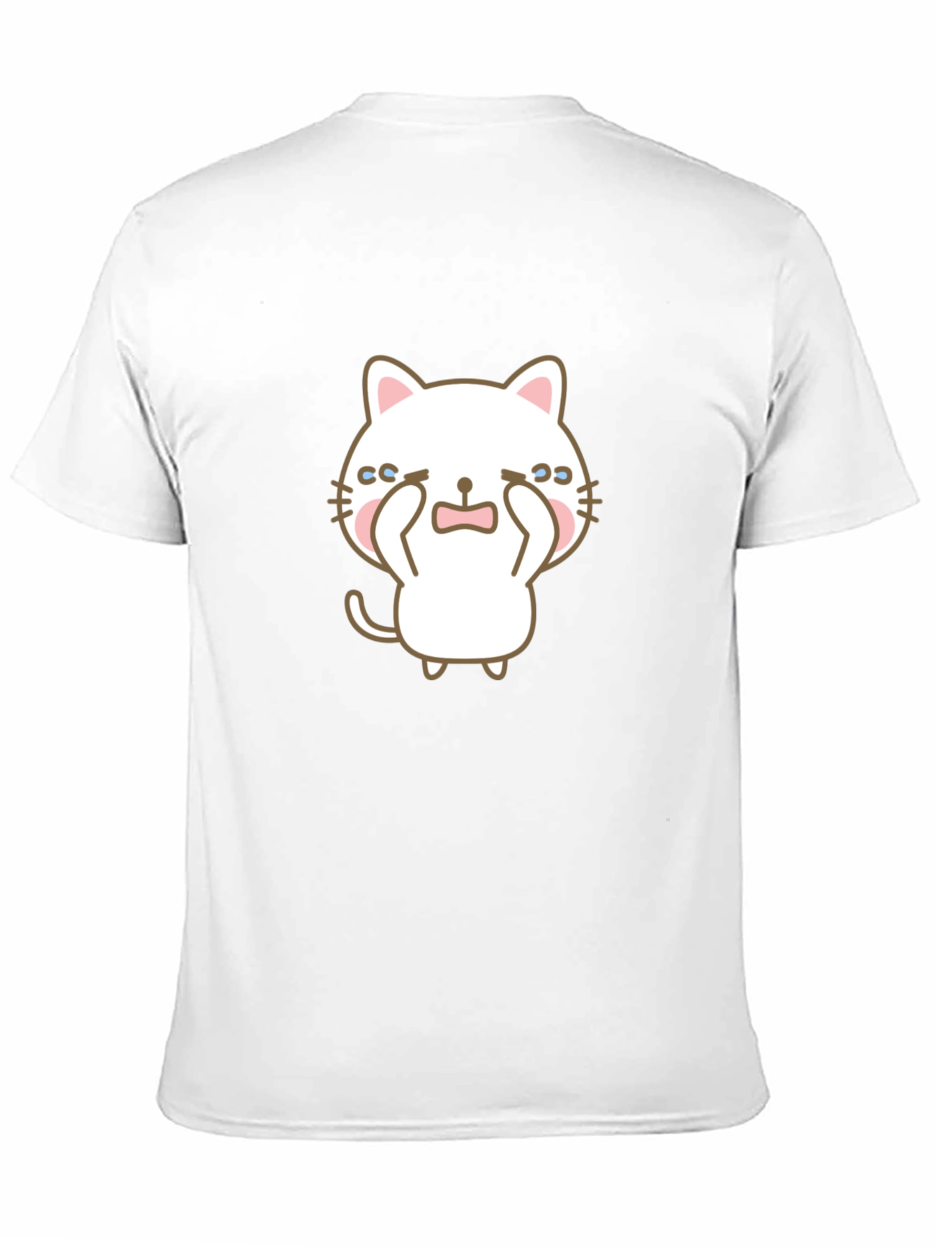 Cute Crying Cat Graphic Black T-Shirt