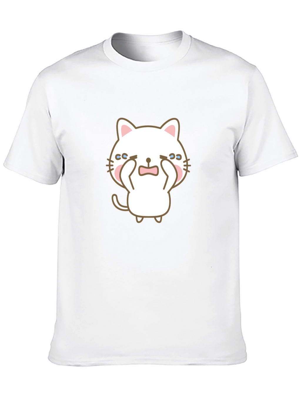 Cute Crying Cat Graphic Black T-Shirt