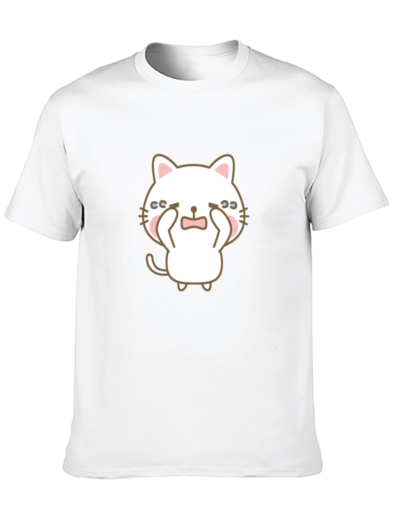 Cute Crying Cat Graphic Black T-Shirt