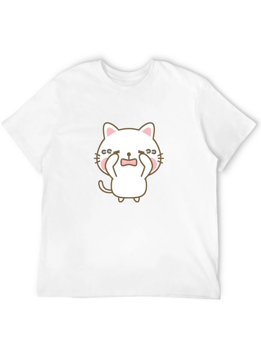 Cute Crying Cat Graphic Black T-Shirt