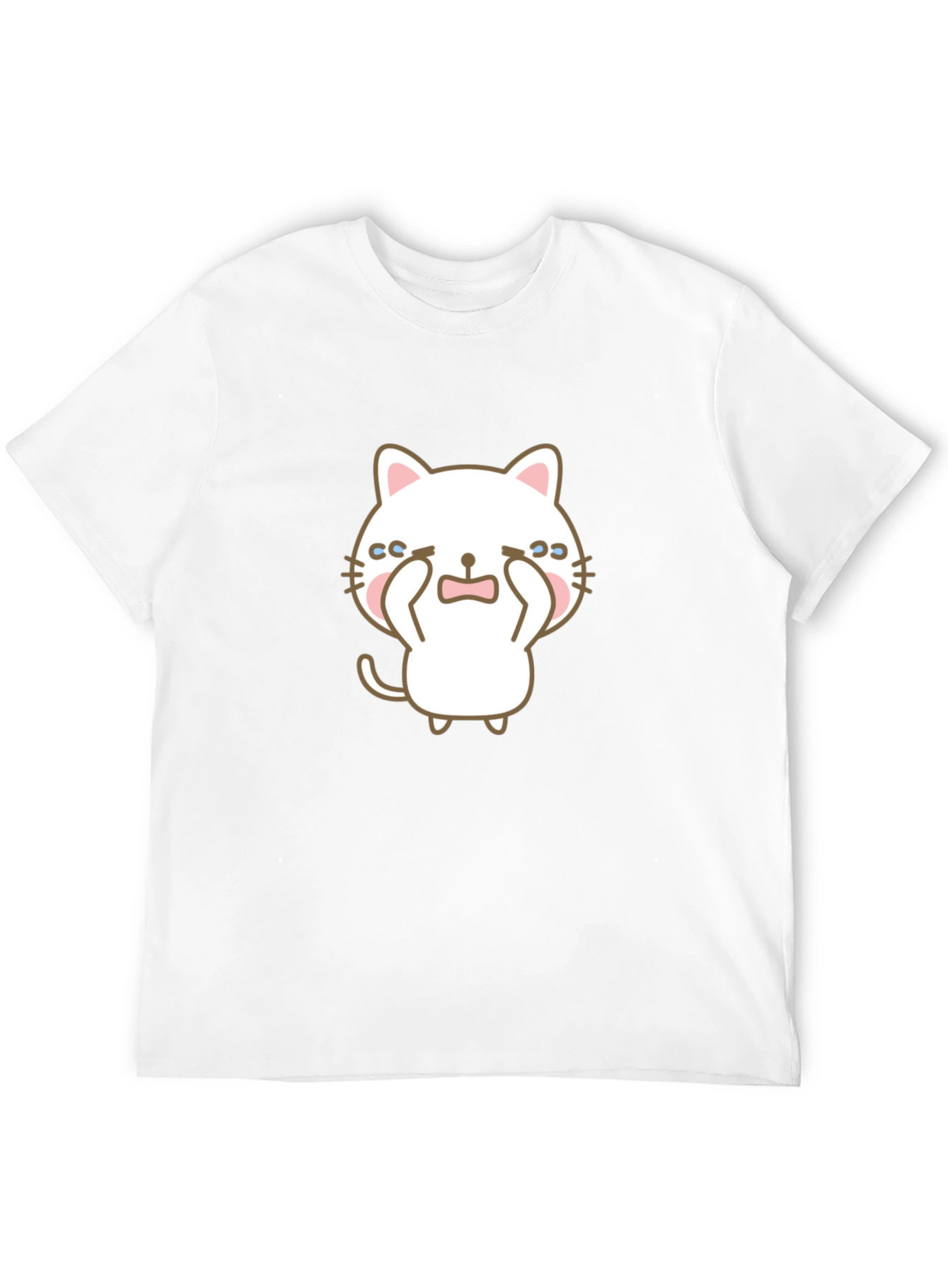 Cute Crying Cat Graphic Black T-Shirt