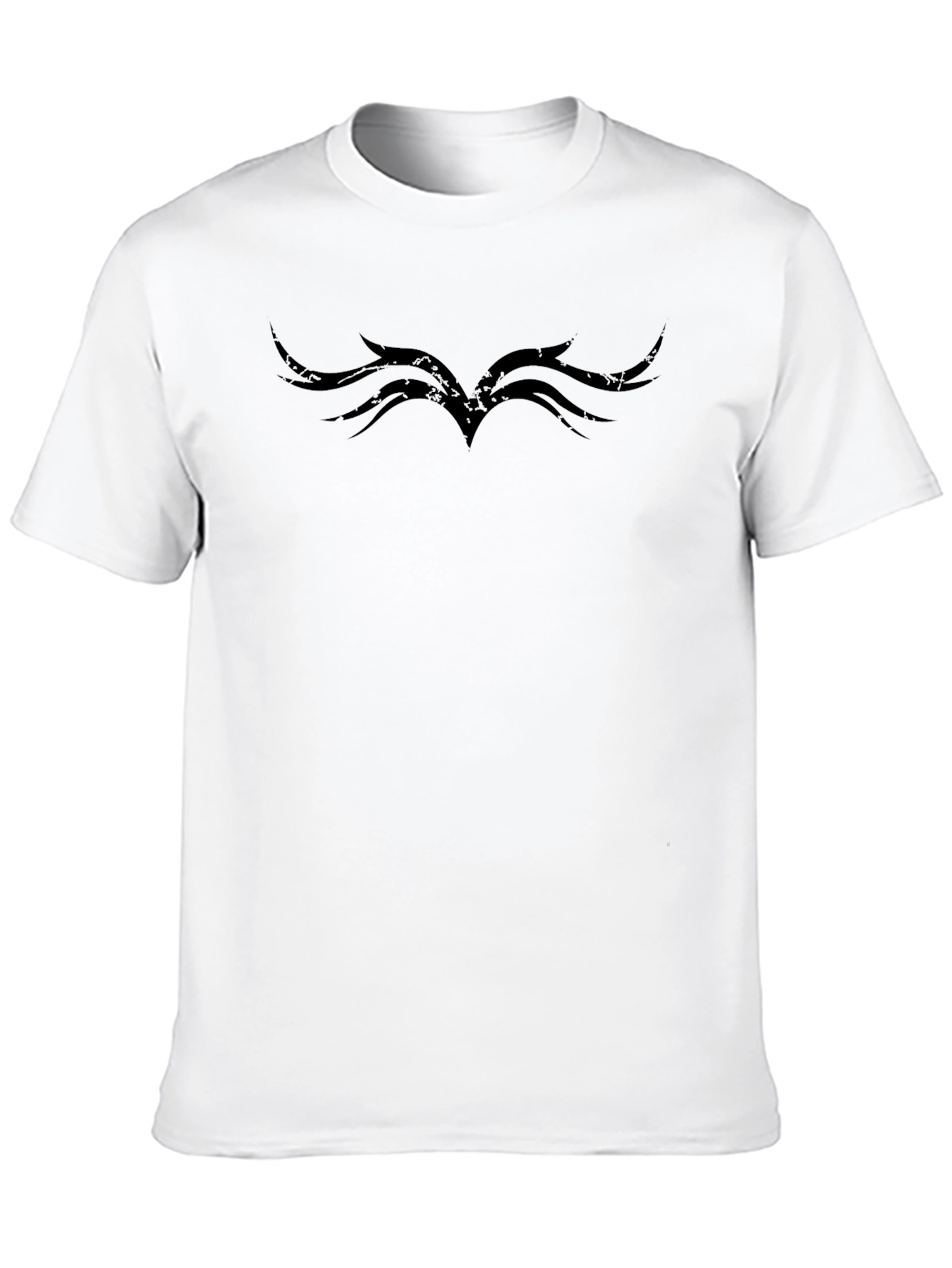 Stylish Black Tee with Tribal Wing Design