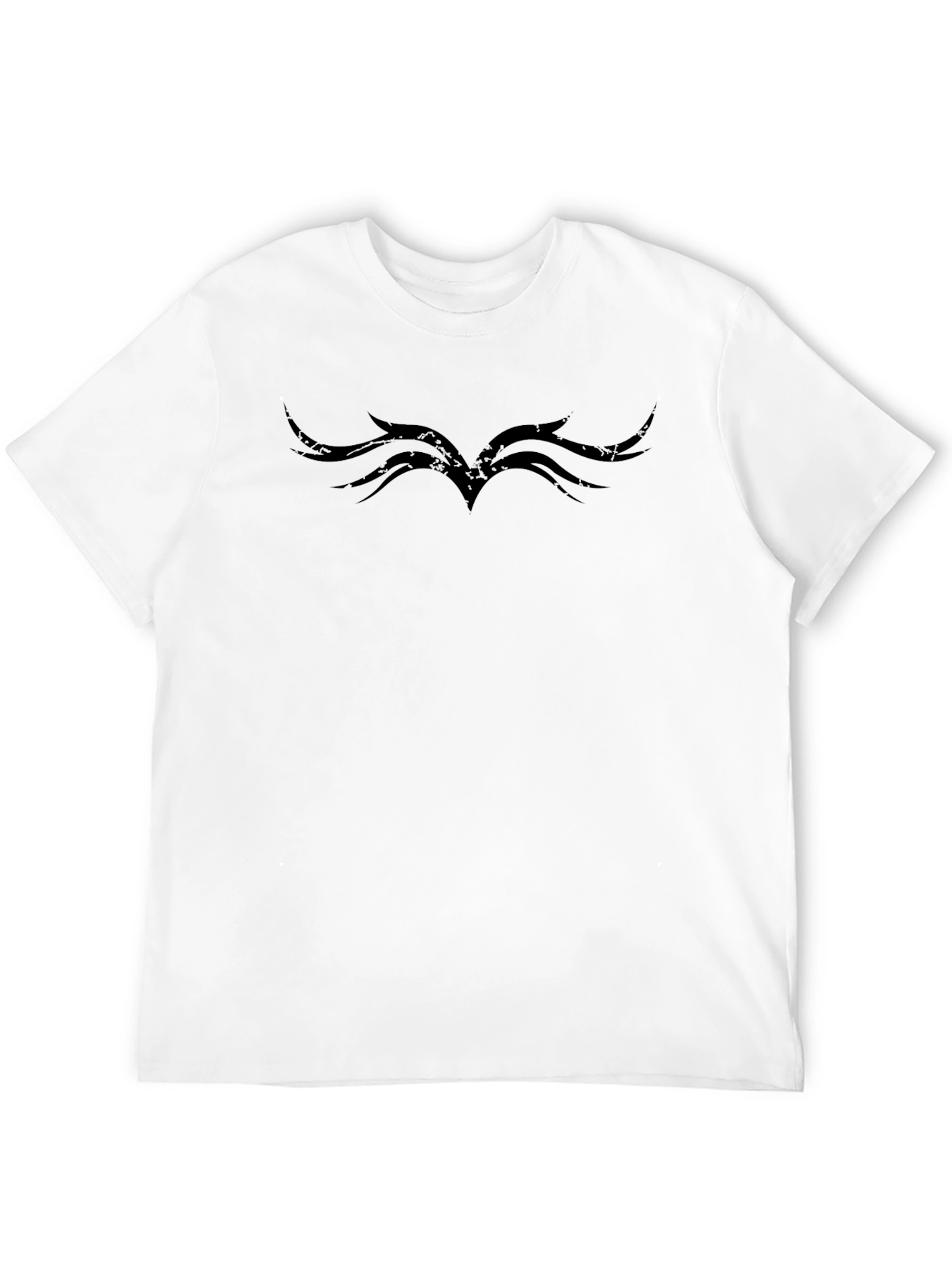 Stylish Black Tee with Tribal Wing Design