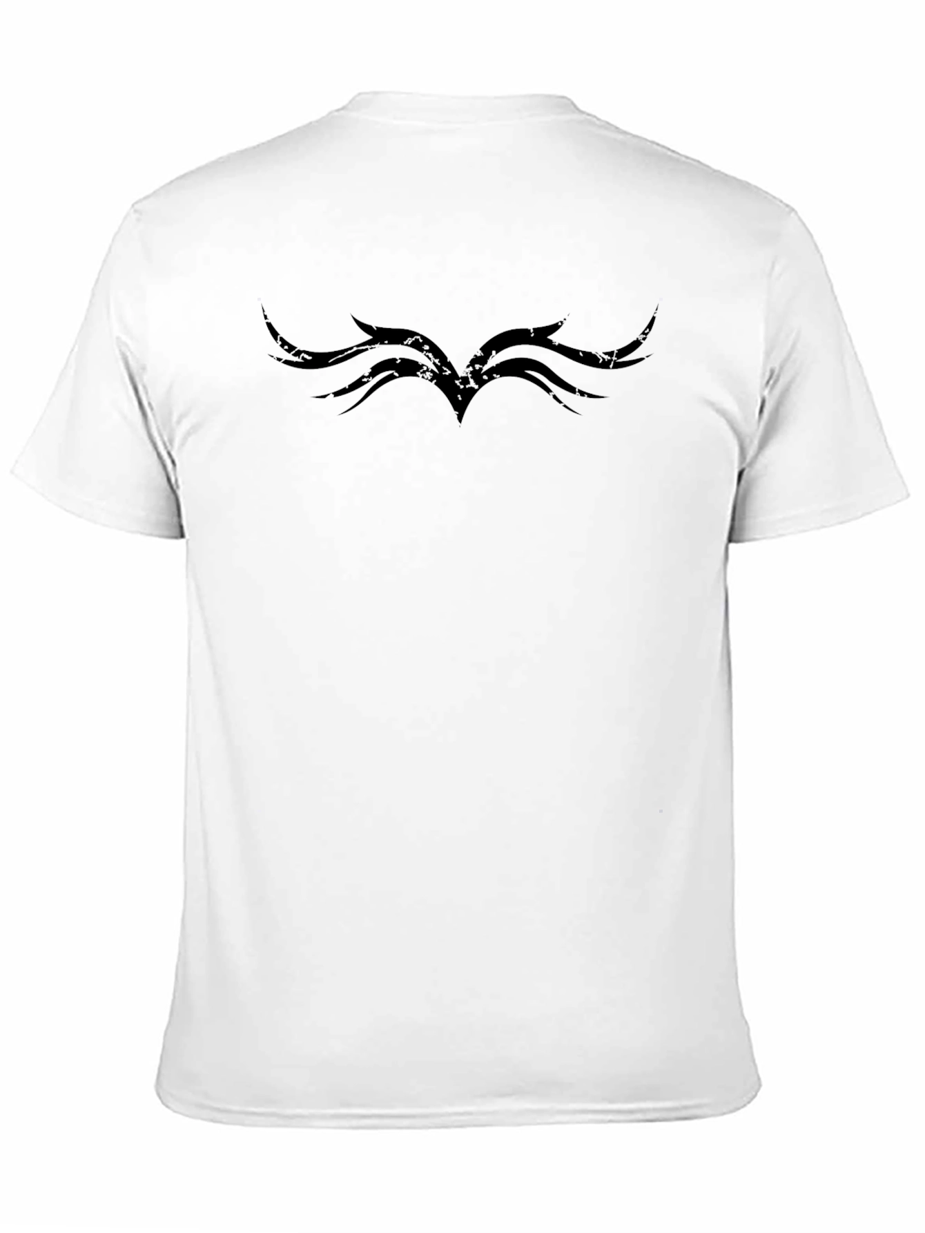 Stylish Black Tee with Tribal Wing Design