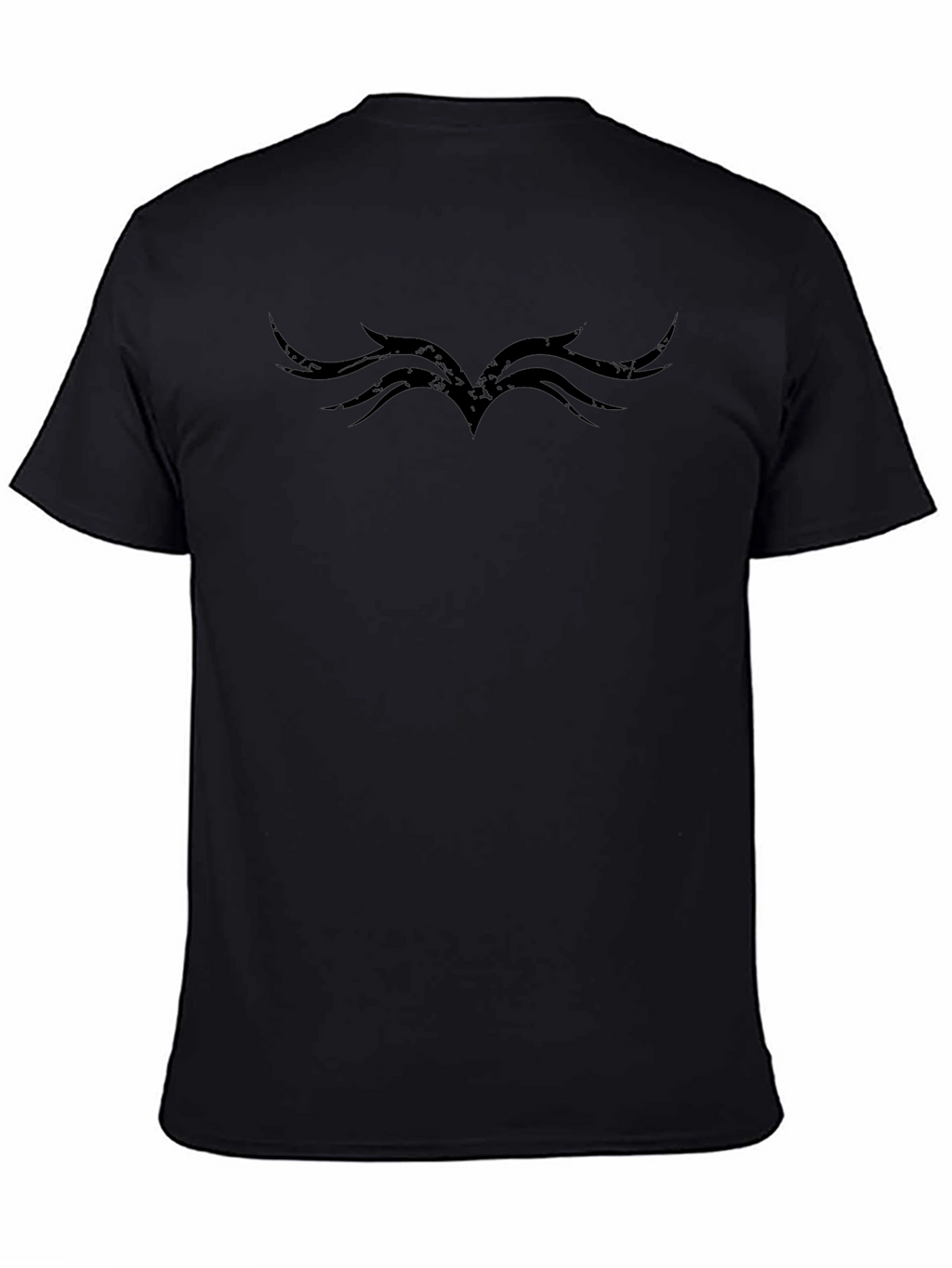 Stylish Black Tee with Tribal Wing Design