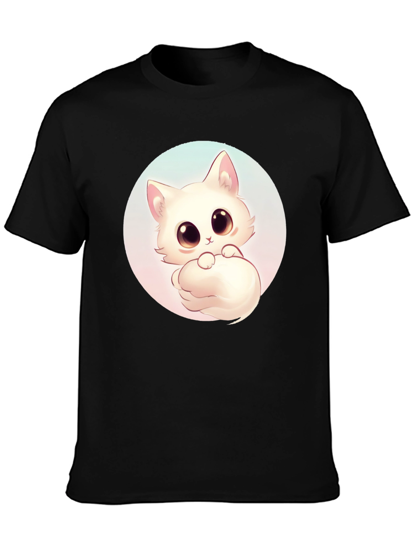 Cute Cat Graphic Tee - Black Cotton Comfort