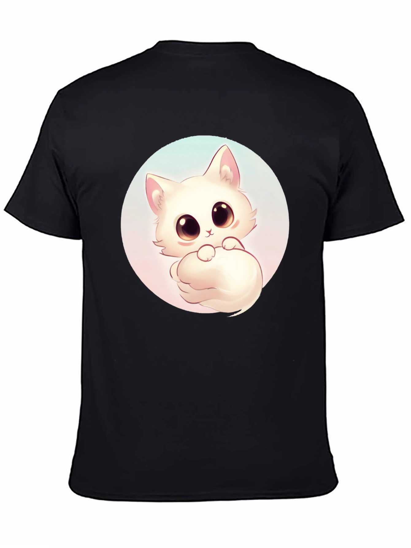 Cute Cat Graphic Tee - Black Cotton Comfort