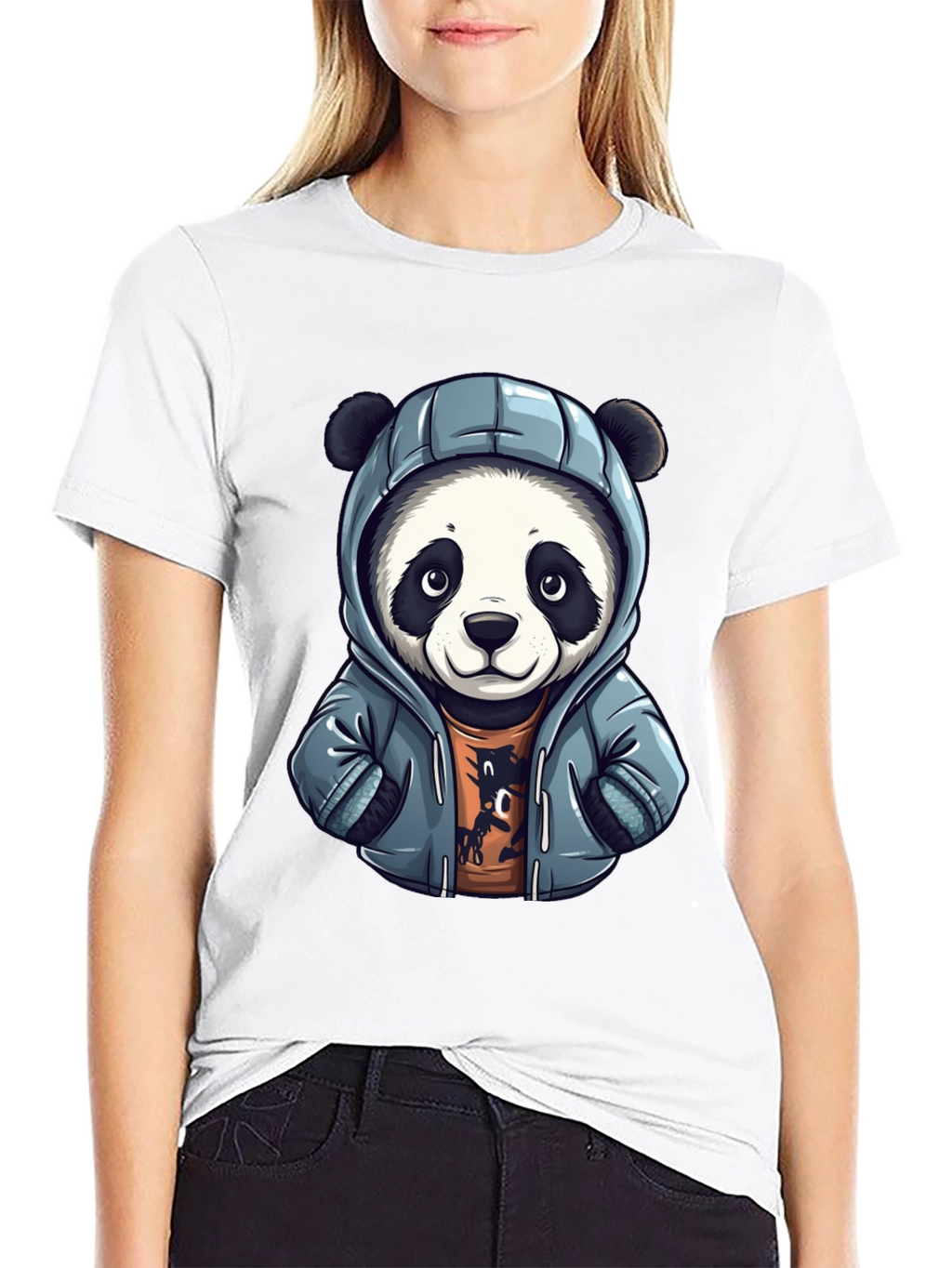 Cool Panda in Hoodie Graphic T-Shirt
