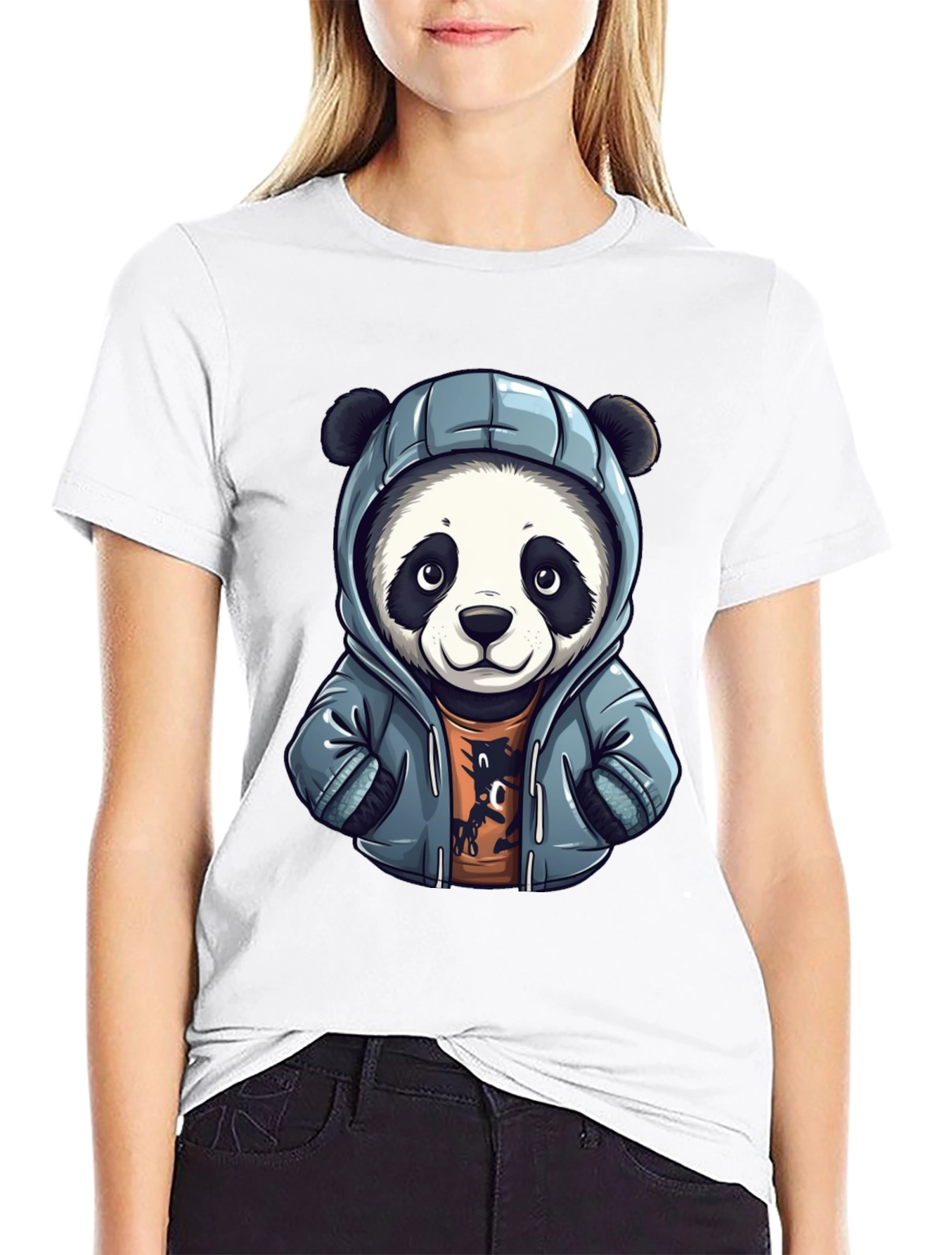 Cool Panda in Hoodie Graphic T-Shirt