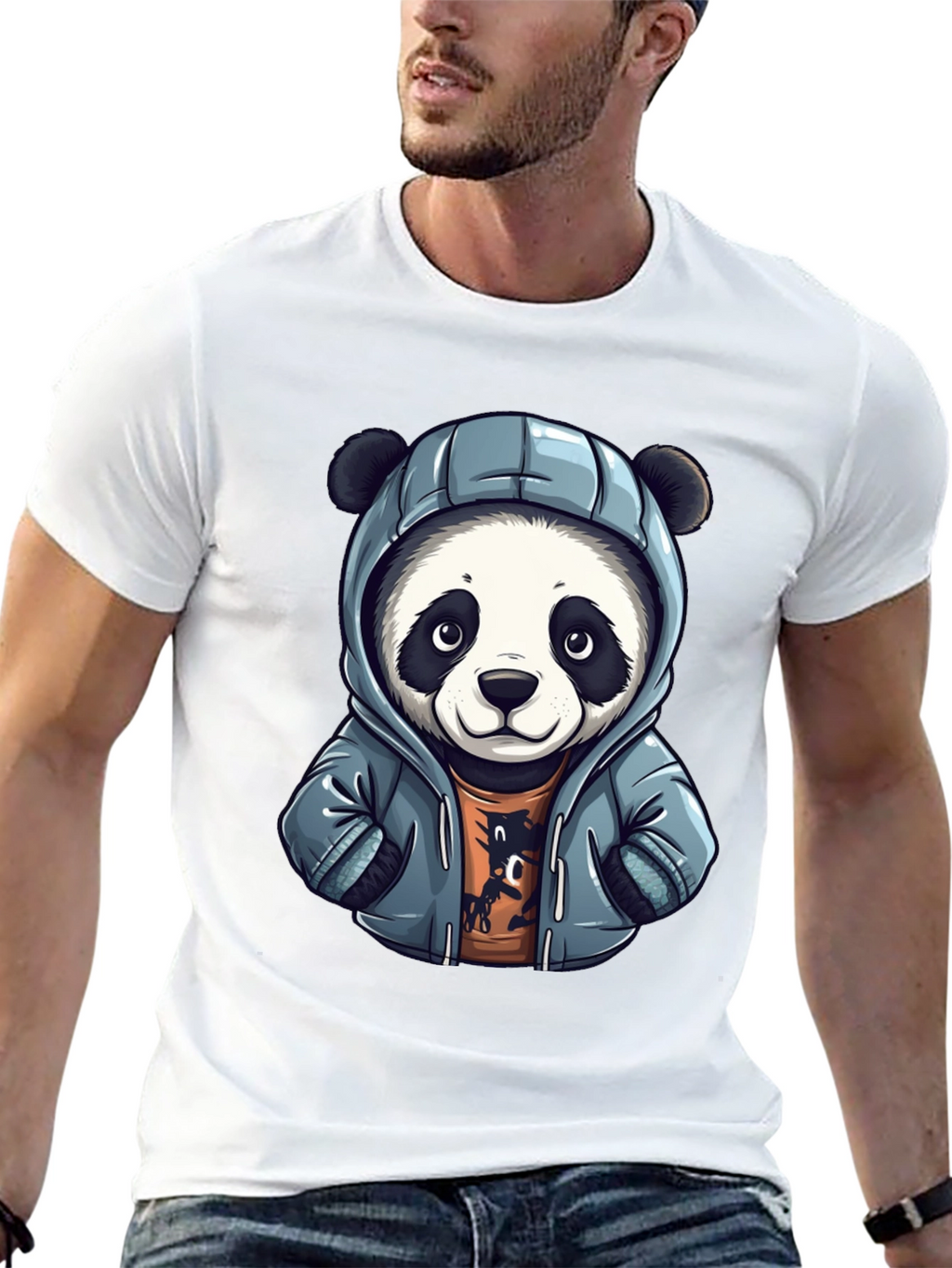 Cool Panda in Hoodie Graphic T-Shirt