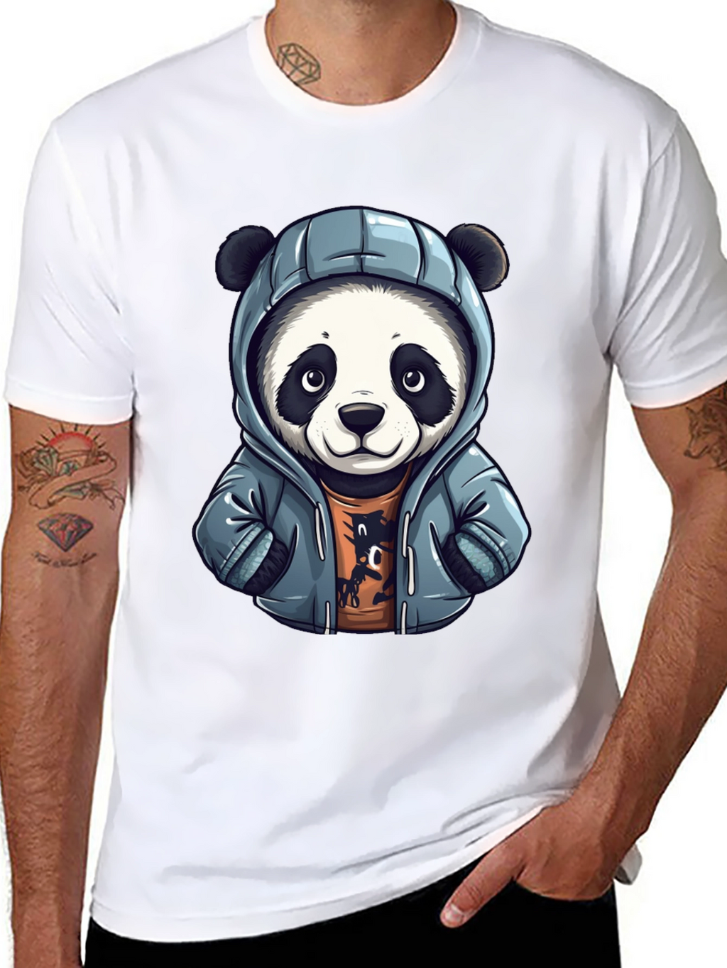 Cool Panda in Hoodie Graphic T-Shirt