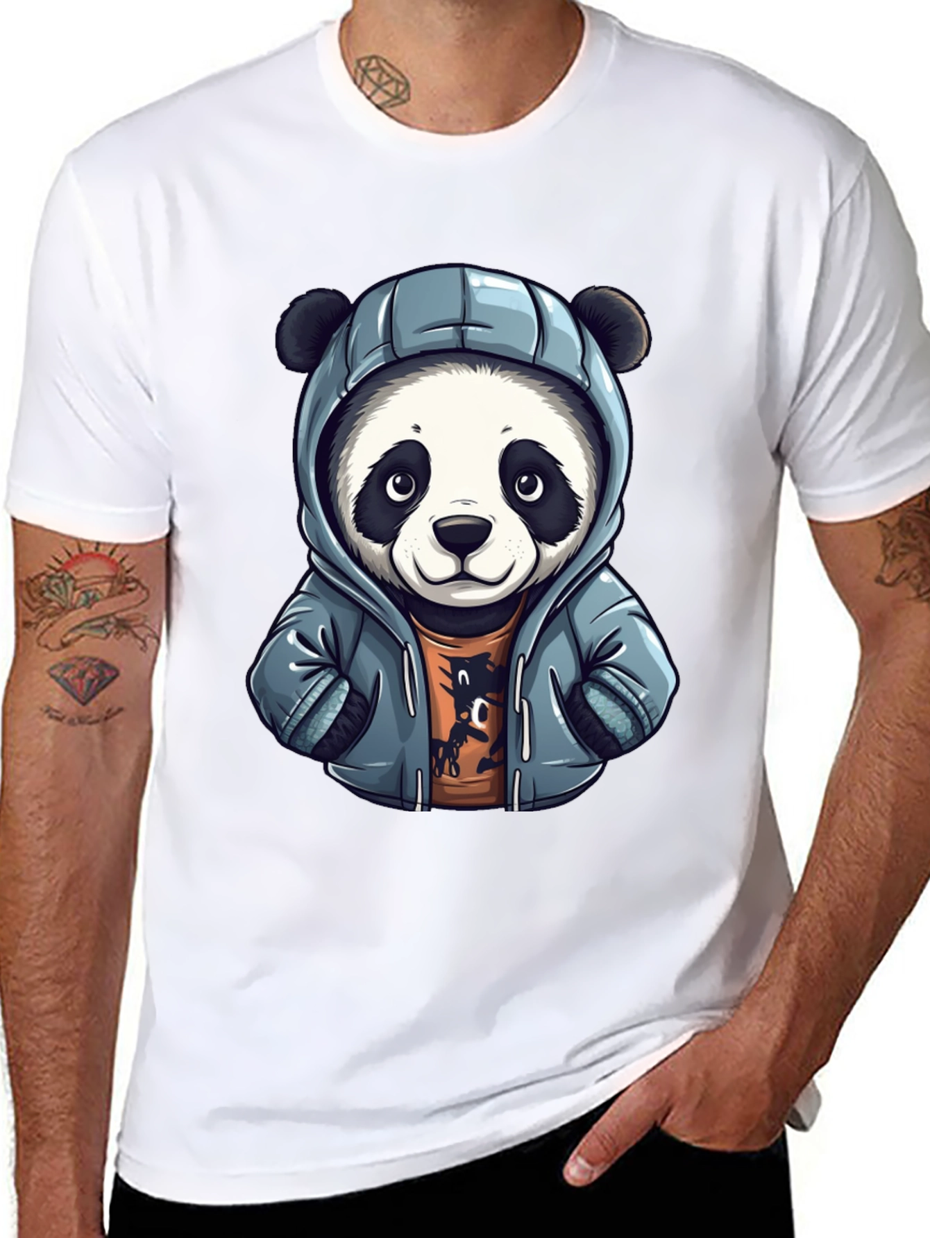 Cool Panda in Hoodie Graphic T-Shirt