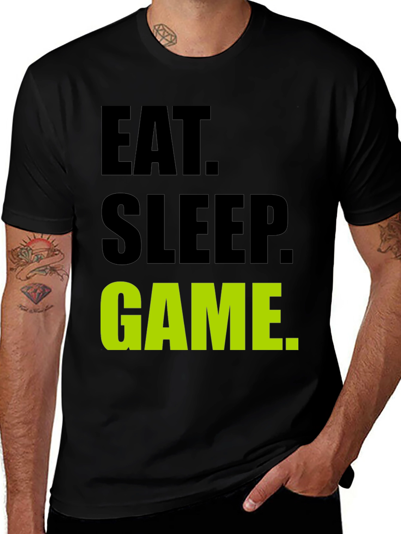 Eat Sleep Game Black T-Shirt Gamer Tee