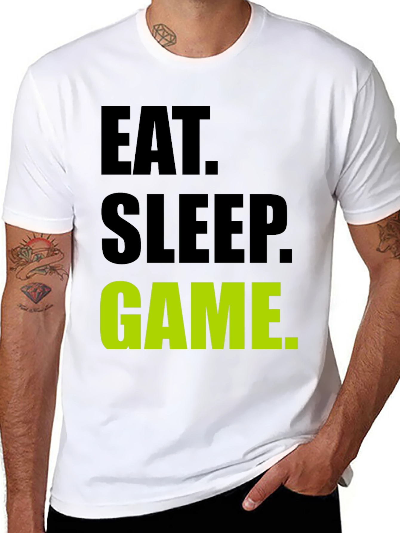 Eat Sleep Game Black T-Shirt Gamer Tee