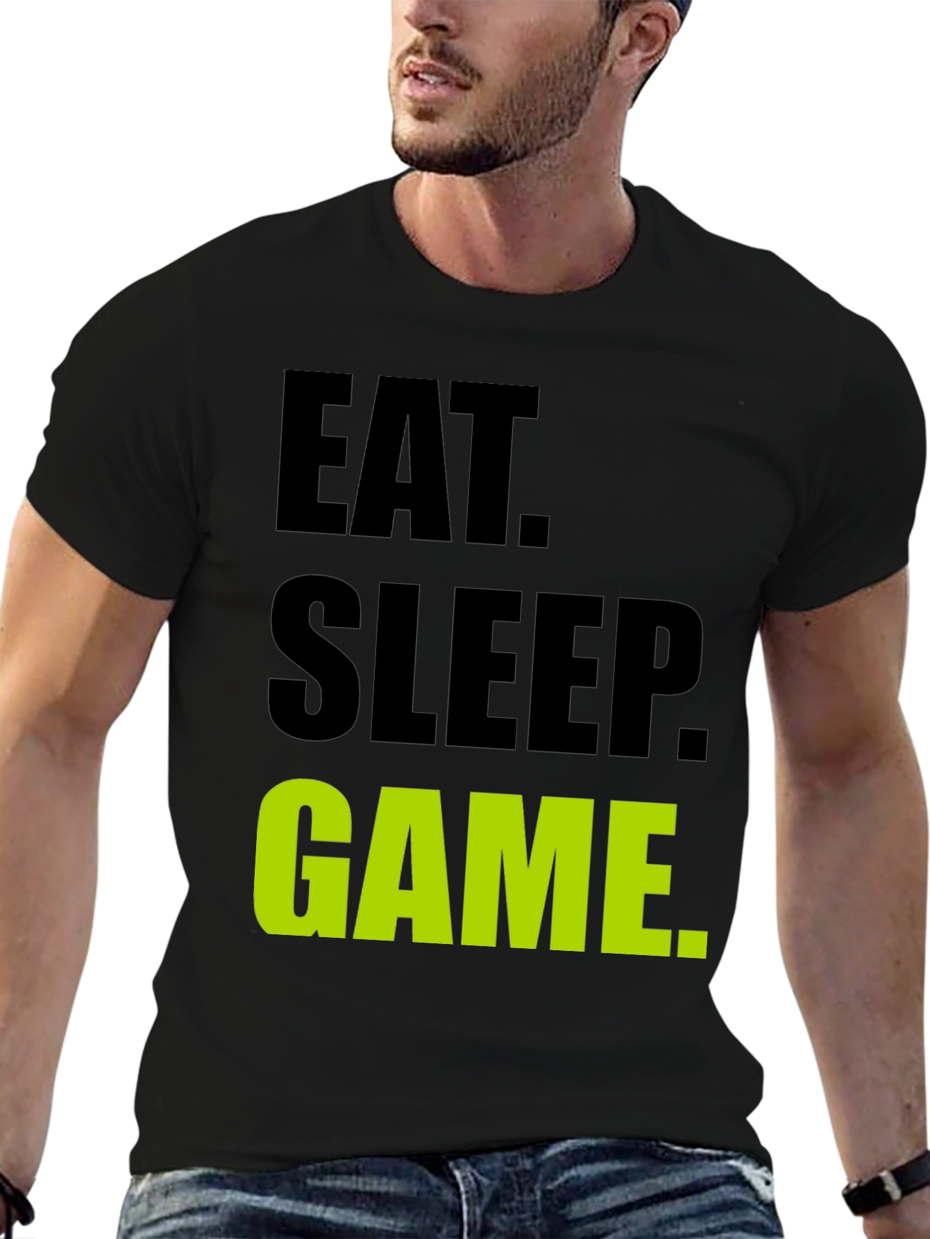 Eat Sleep Game Black T-Shirt Gamer Tee