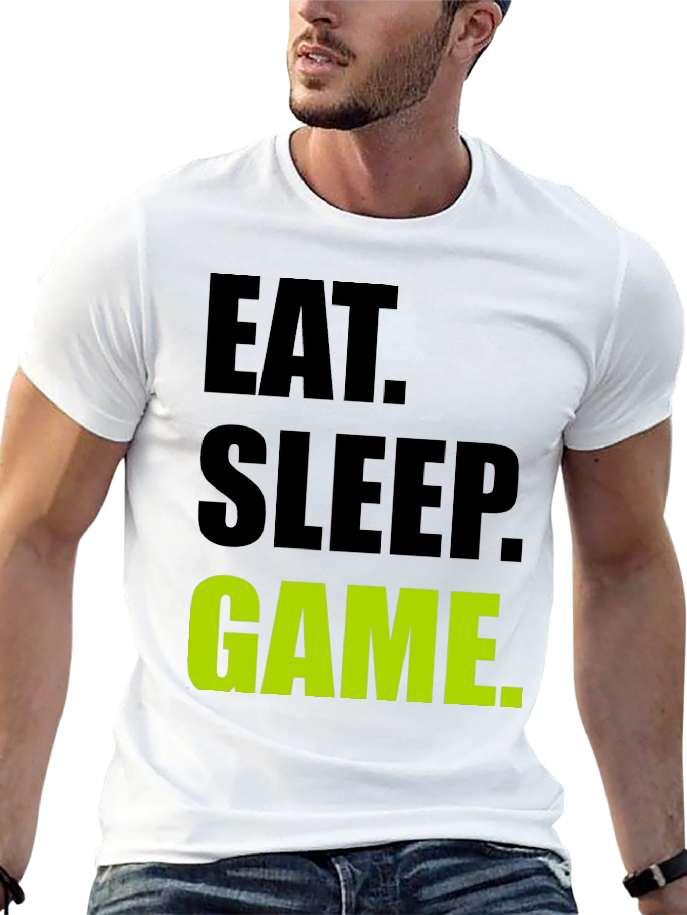 Eat Sleep Game Black T-Shirt Gamer Tee