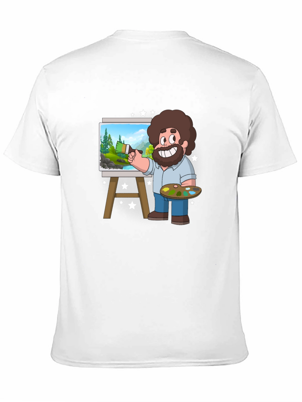 Bob Ross Cartoon Art Black T-Shirt