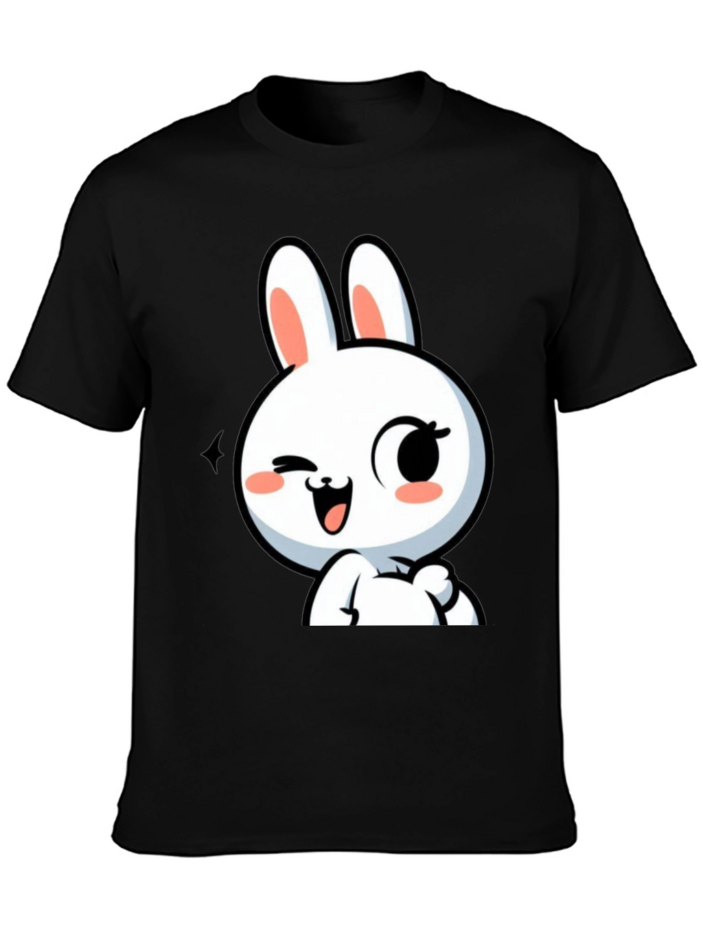 Cute Bunny Graphic Black T-Shirt