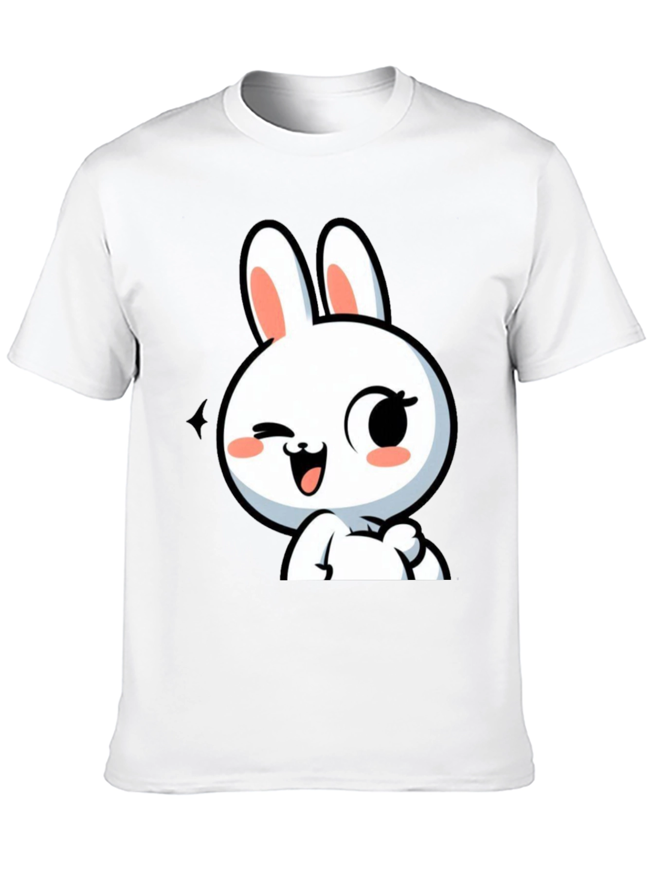 Cute Bunny Graphic Black T-Shirt