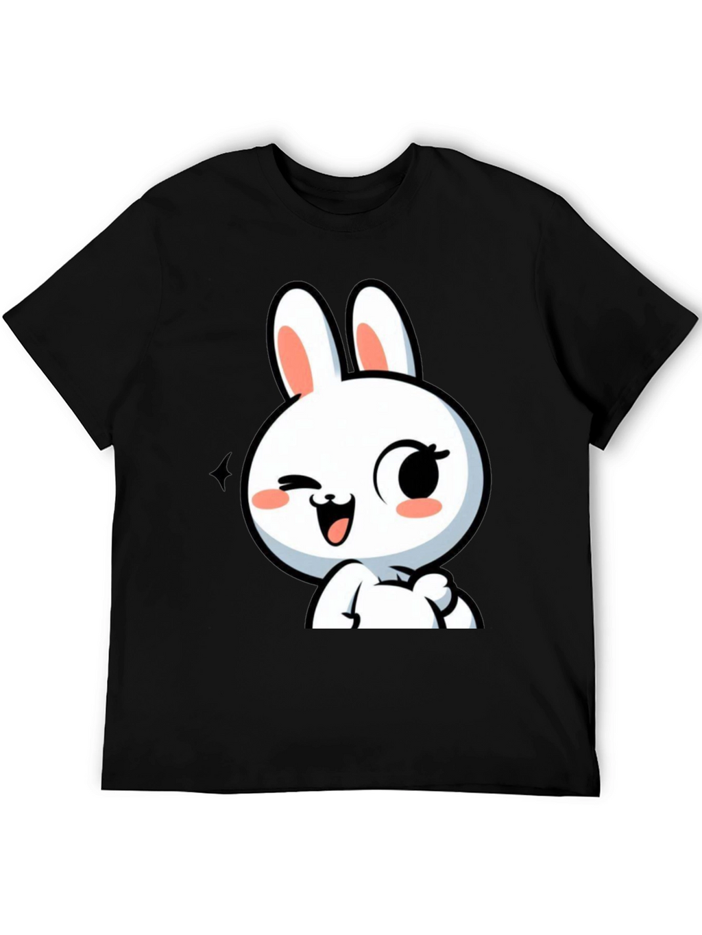 Cute Bunny Graphic Black T-Shirt