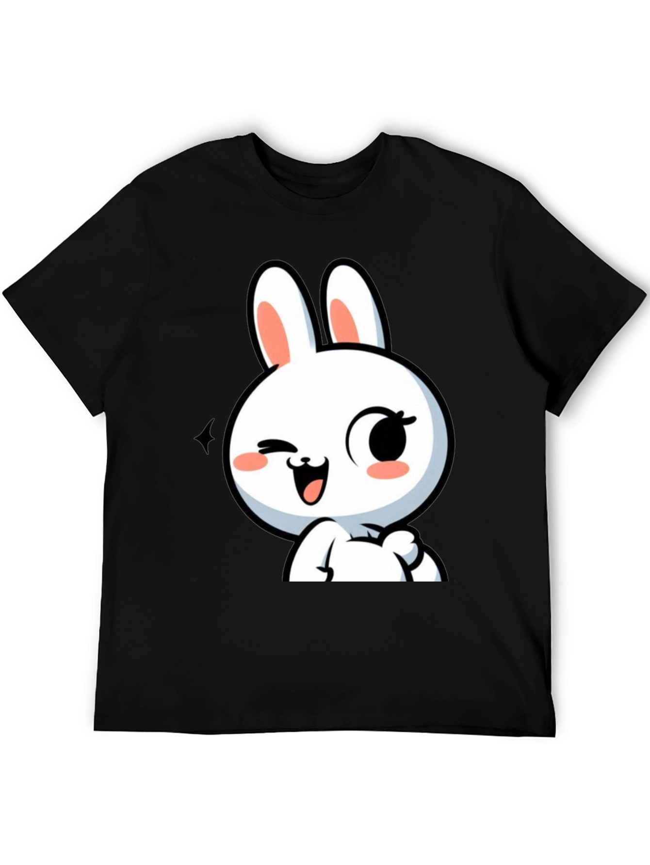 Cute Bunny Graphic Black T-Shirt