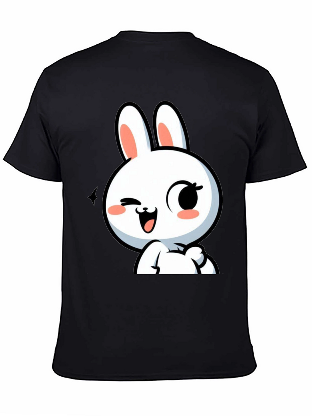 Cute Bunny Graphic Black T-Shirt