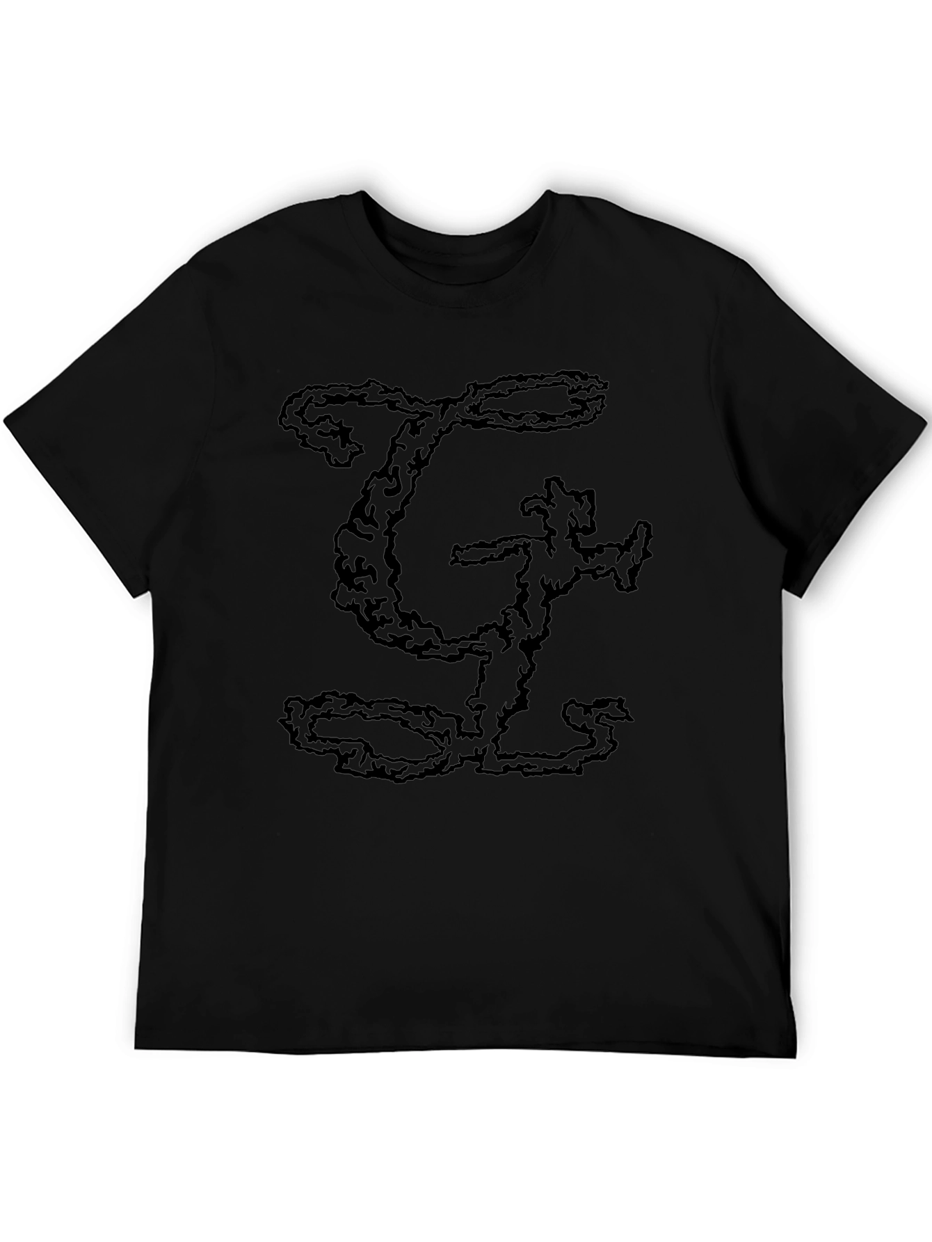 Black T-Shirt with Abstract Lettering