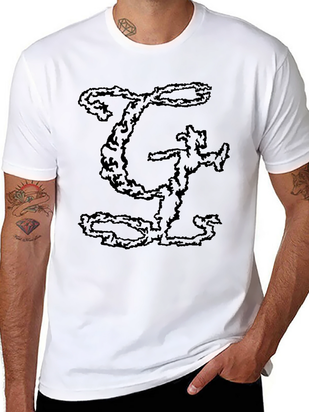 Black T-Shirt with Abstract Lettering