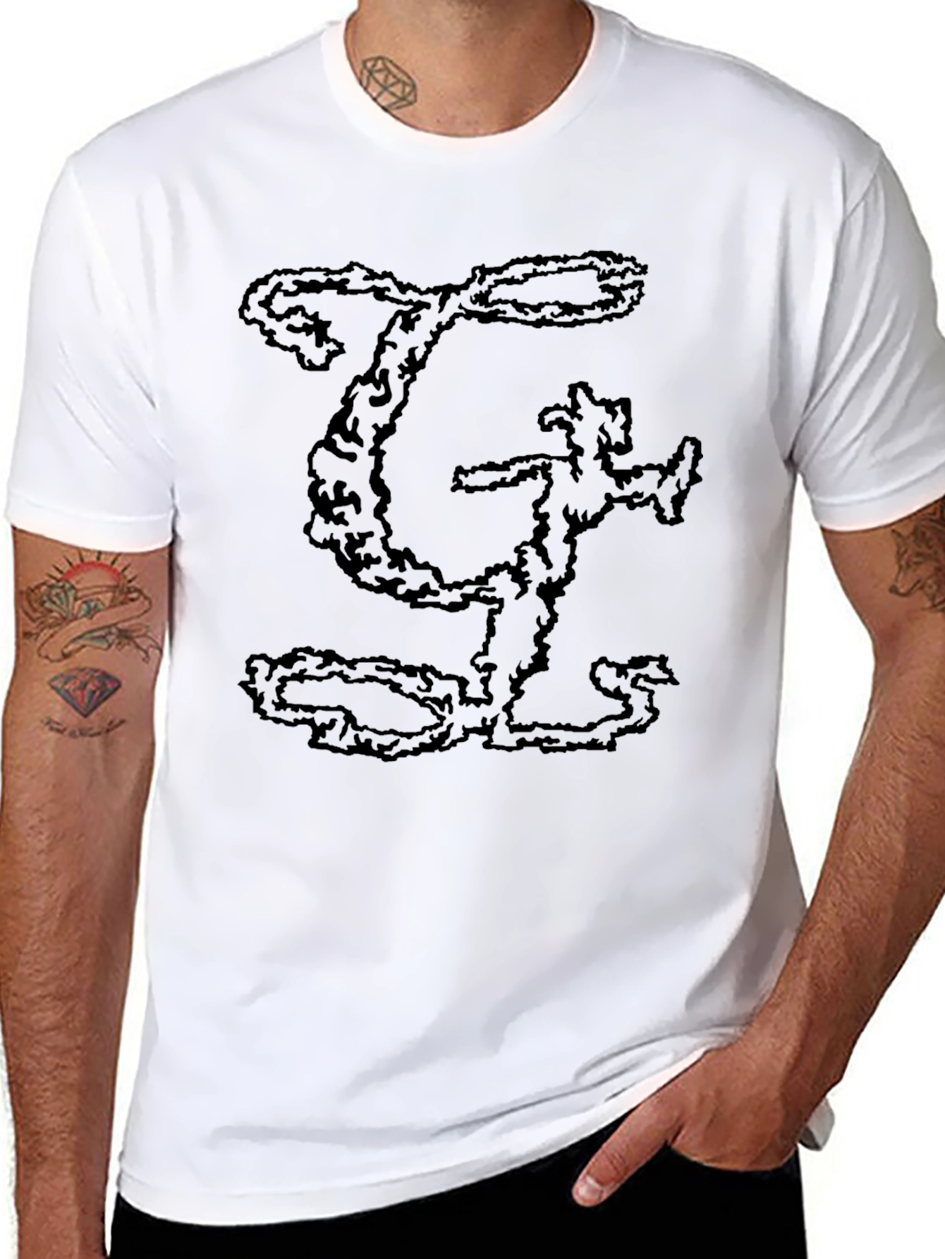 Black T-Shirt with Abstract Lettering