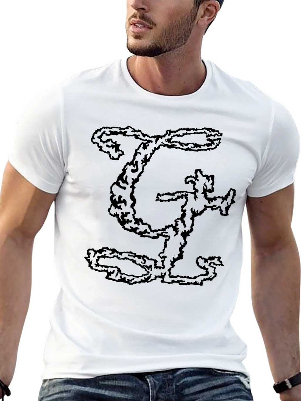 Black T-Shirt with Abstract Lettering