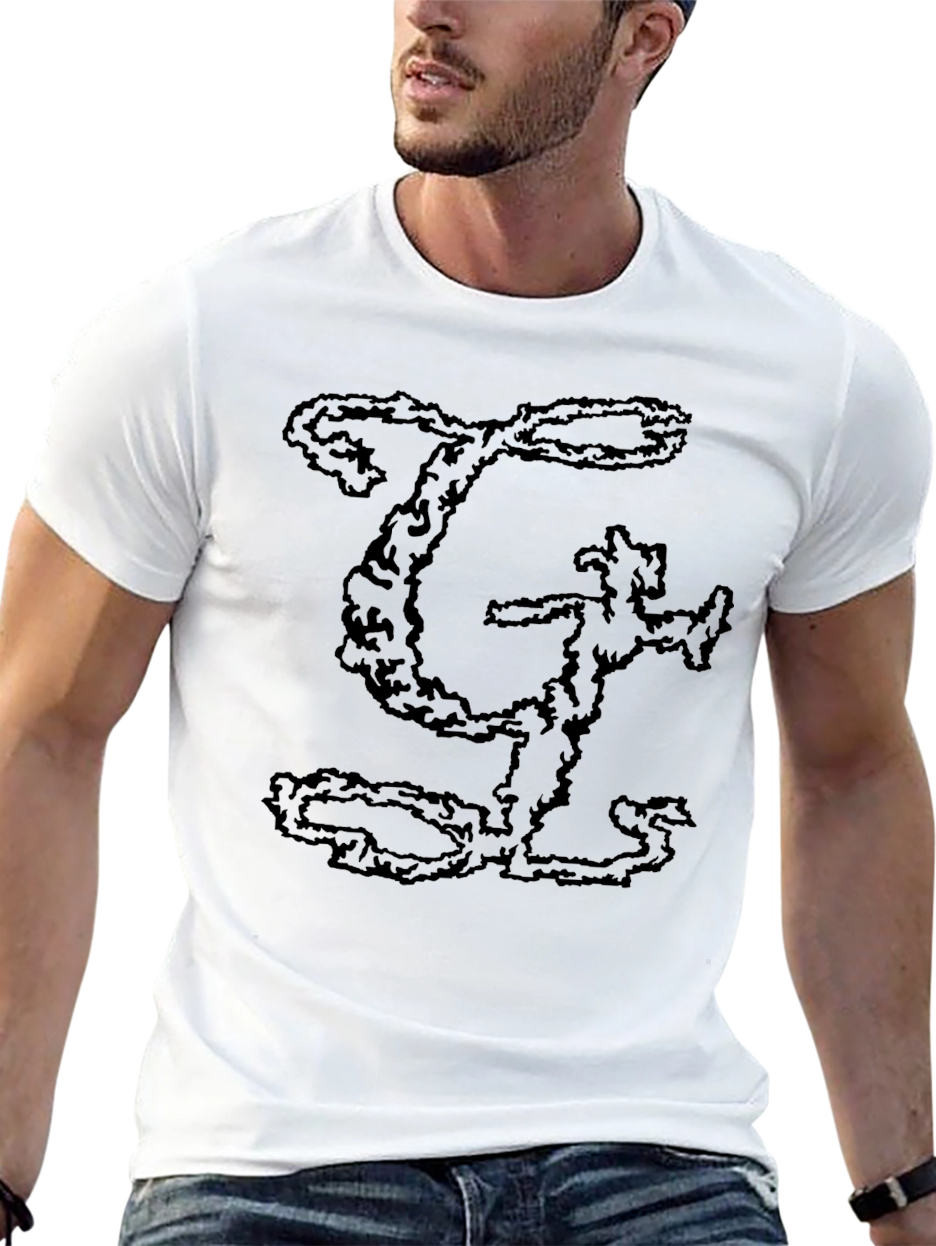 Black T-Shirt with Abstract Lettering