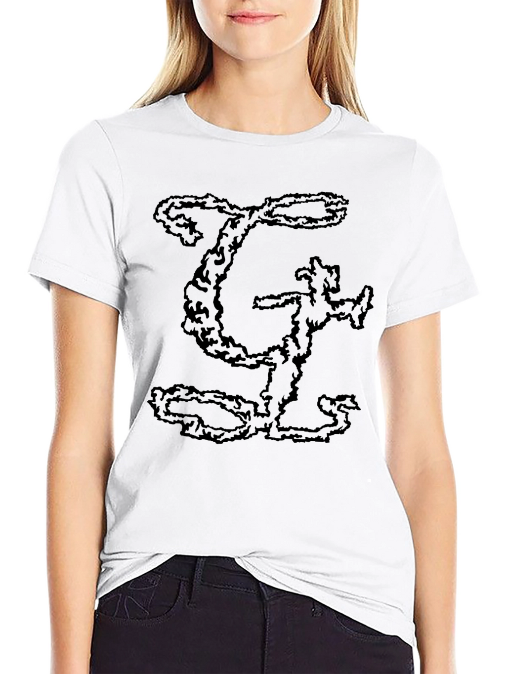 Black T-Shirt with Abstract Lettering