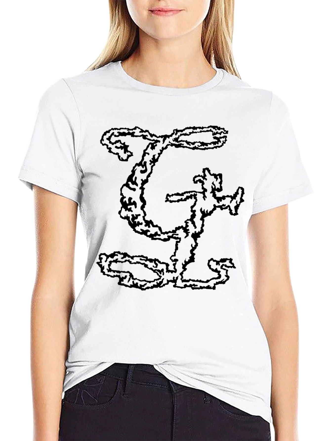 Black T-Shirt with Abstract Lettering