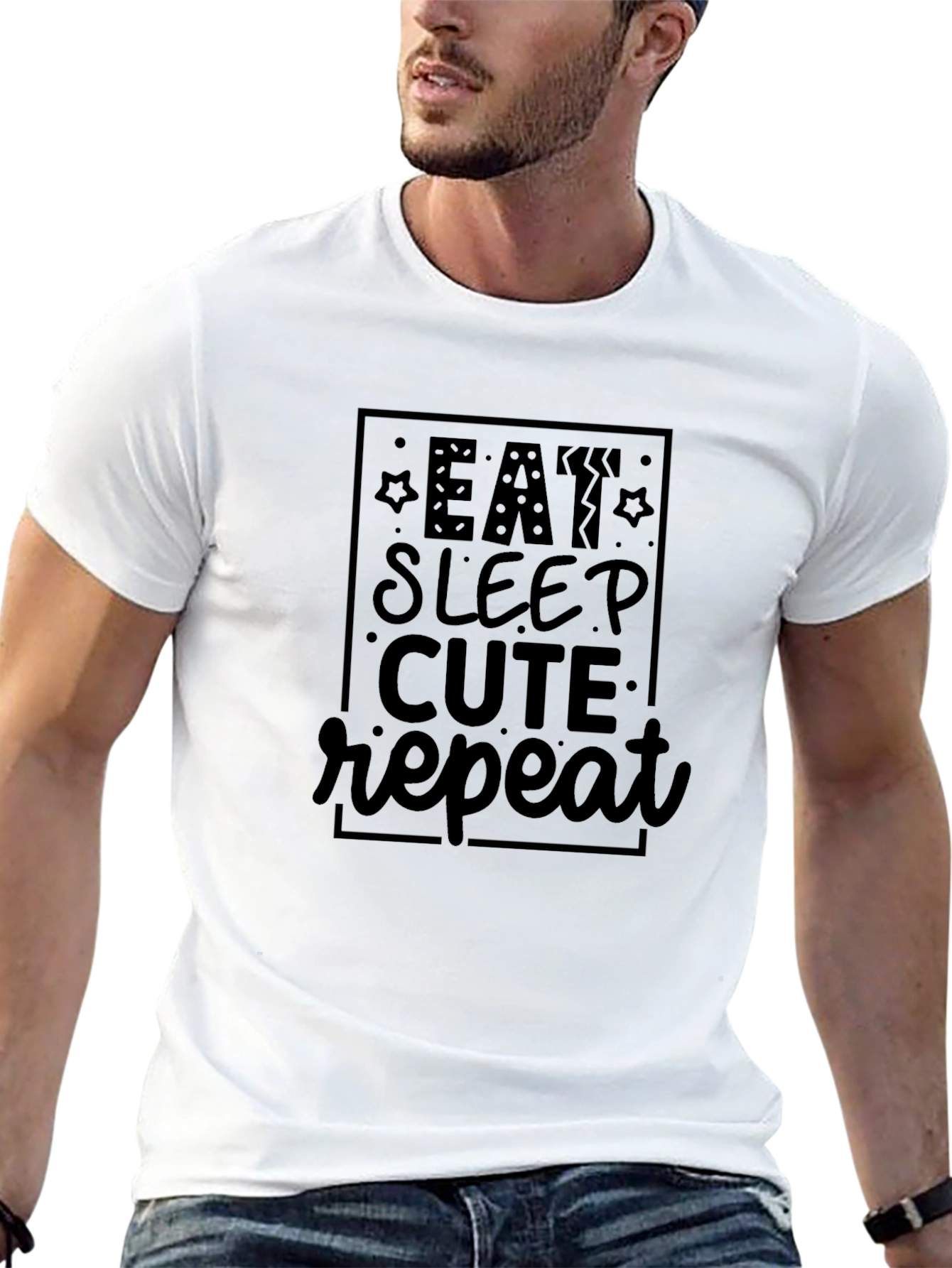 Eat Sleep Cute Repeat Black T-Shirt