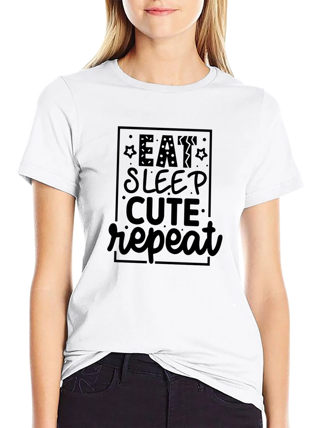Eat Sleep Cute Repeat Black T-Shirt