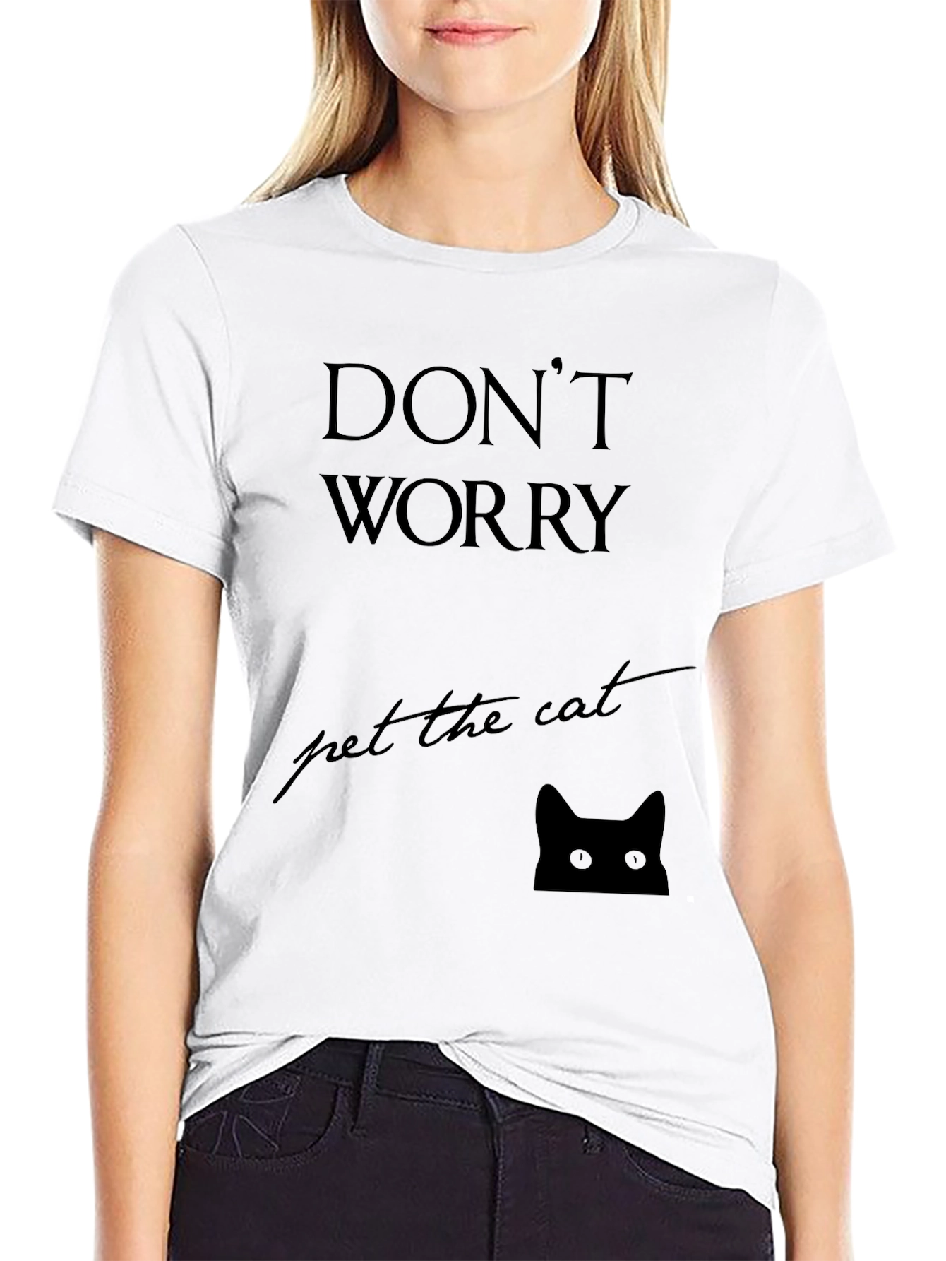 Dont Worry Pet the Cat Black T-Shirt