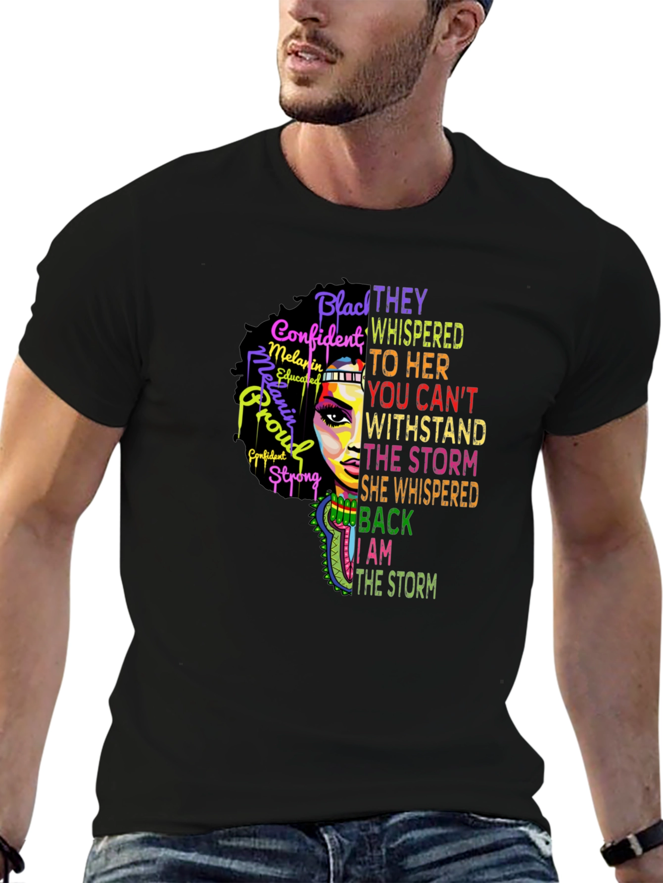 Black Woman Empowered T-Shirt - Stand in the Storm
