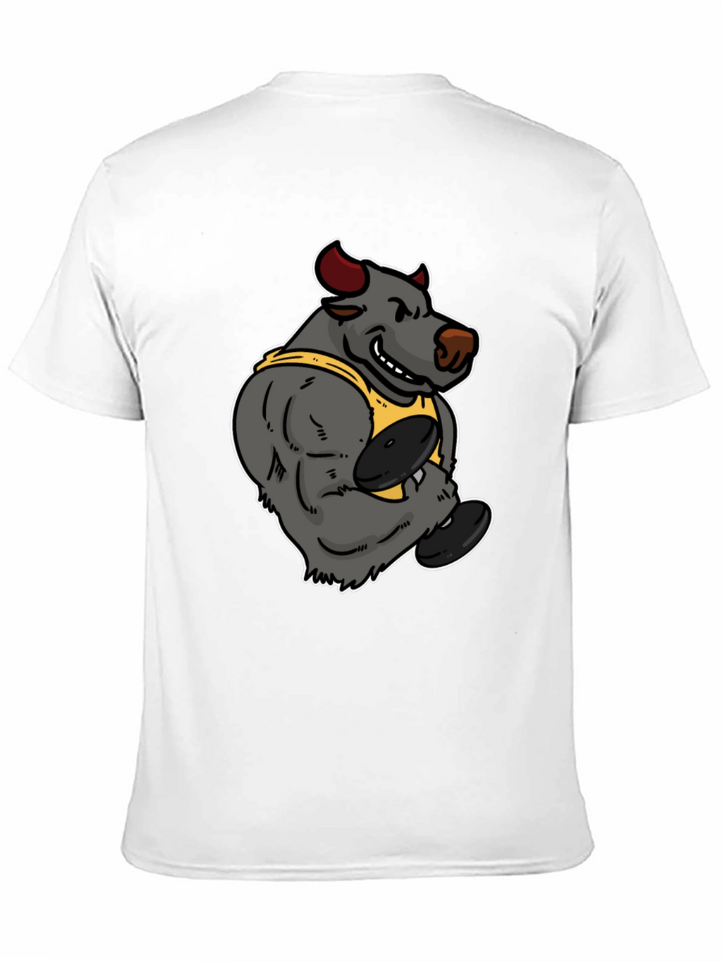 Cartoon Bull Weightlifter Graphic Tee