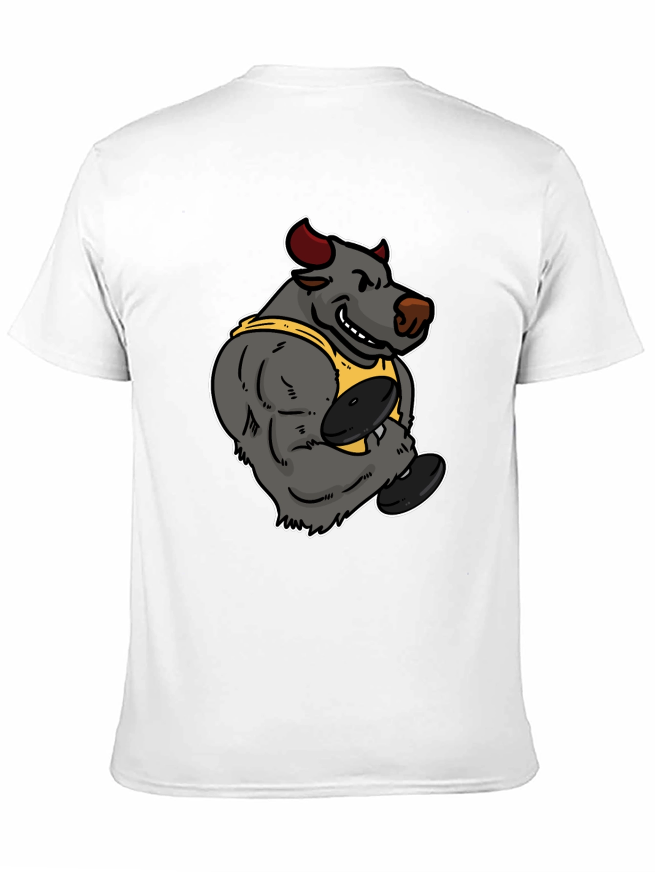 Cartoon Bull Weightlifter Graphic Tee