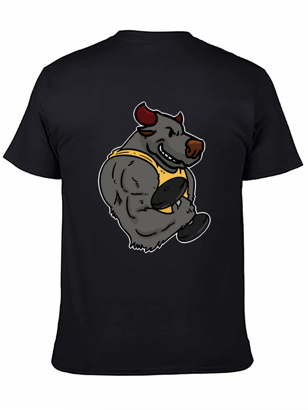 Cartoon Bull Weightlifter Graphic Tee