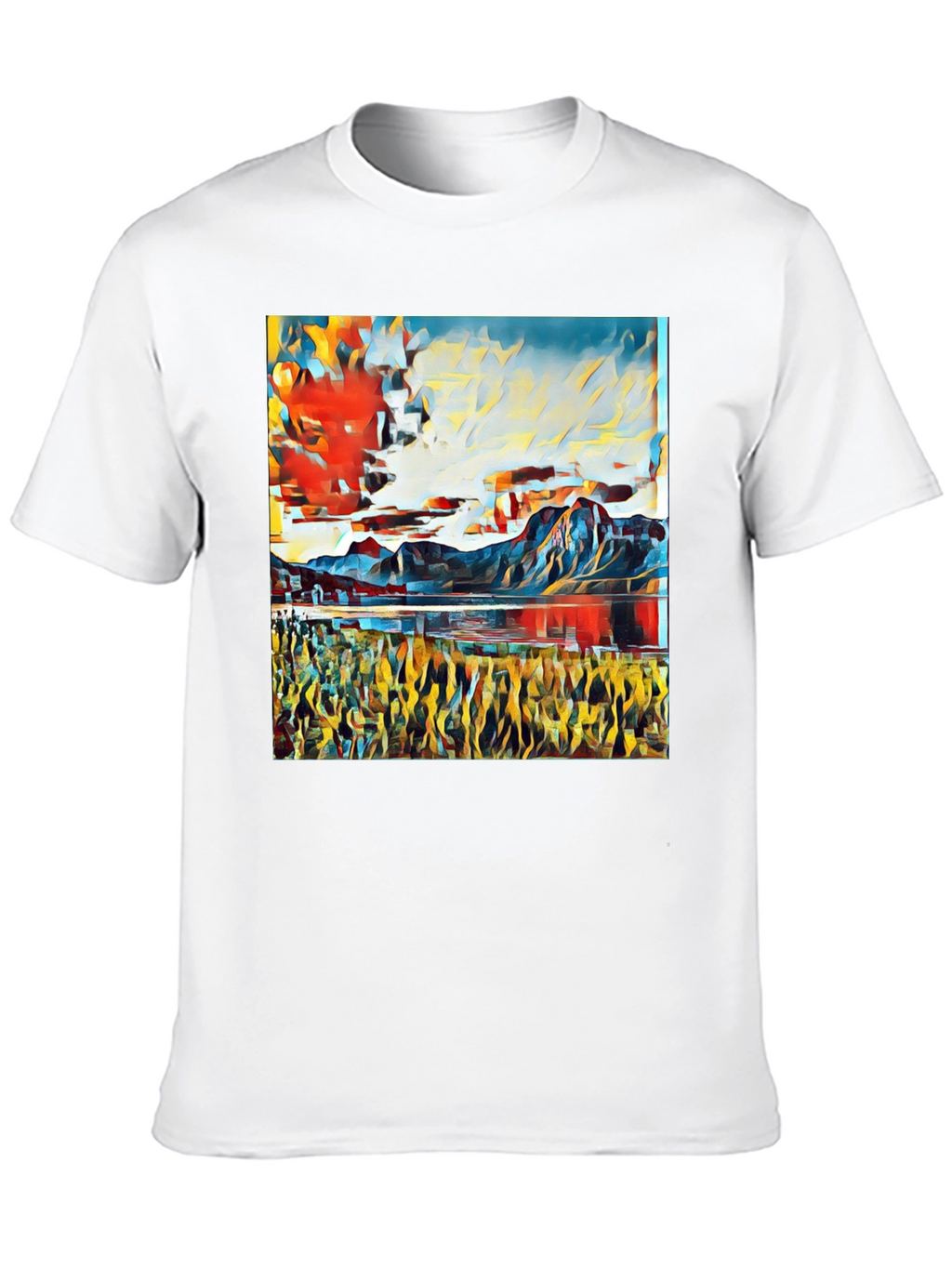 Abstract Landscape Print T-Shirt - Black