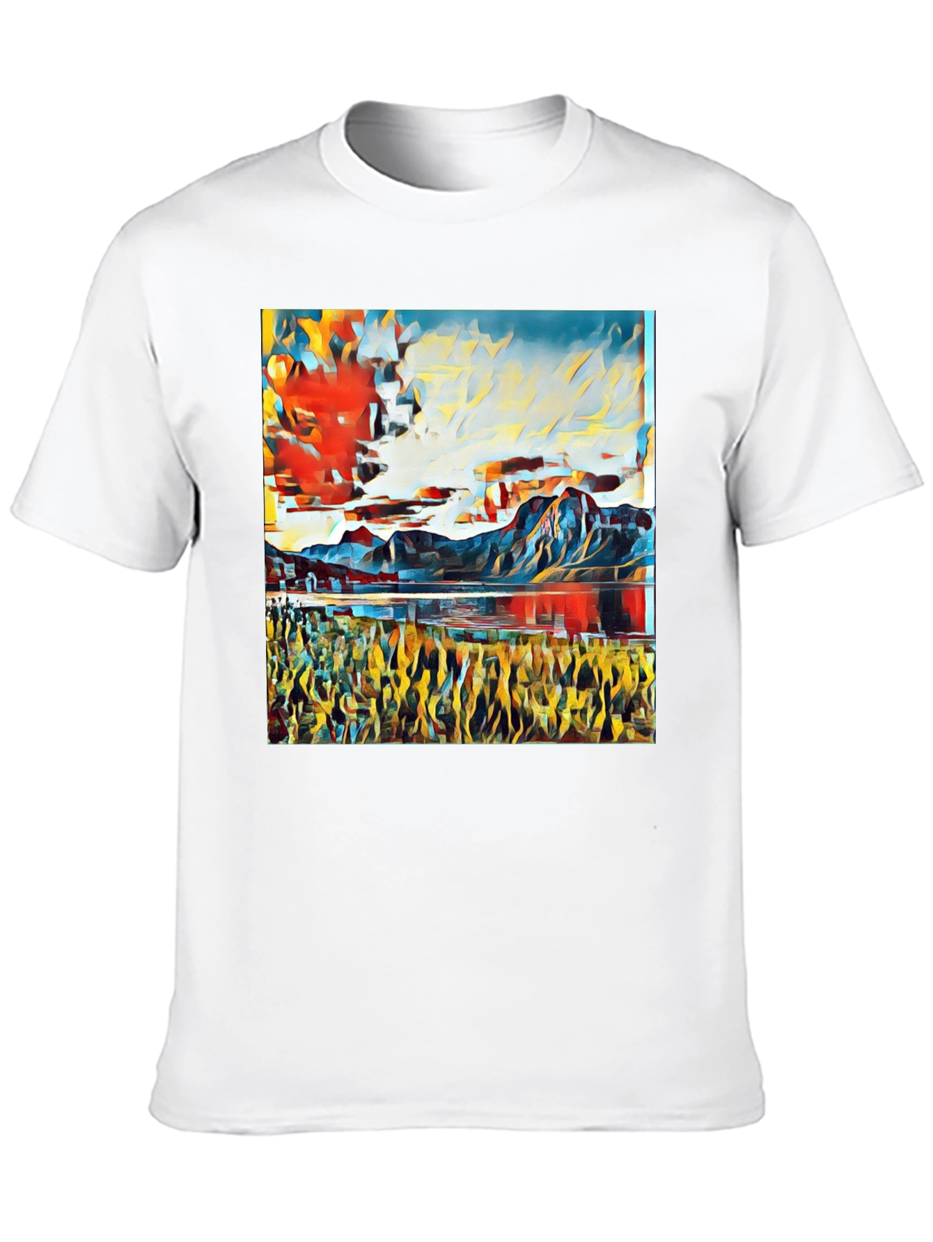 Abstract Landscape Print T-Shirt - Black