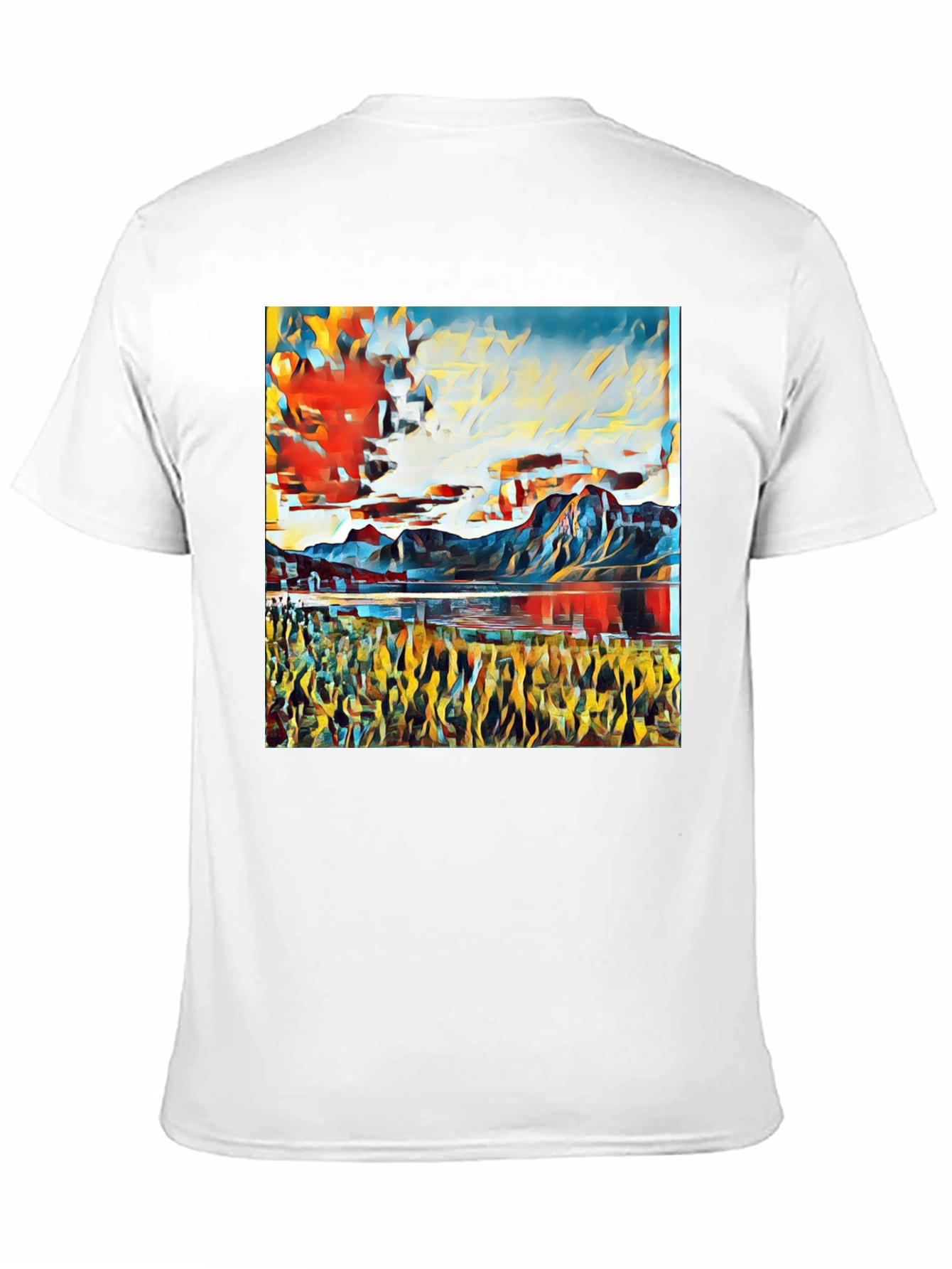 Abstract Landscape Print T-Shirt - Black