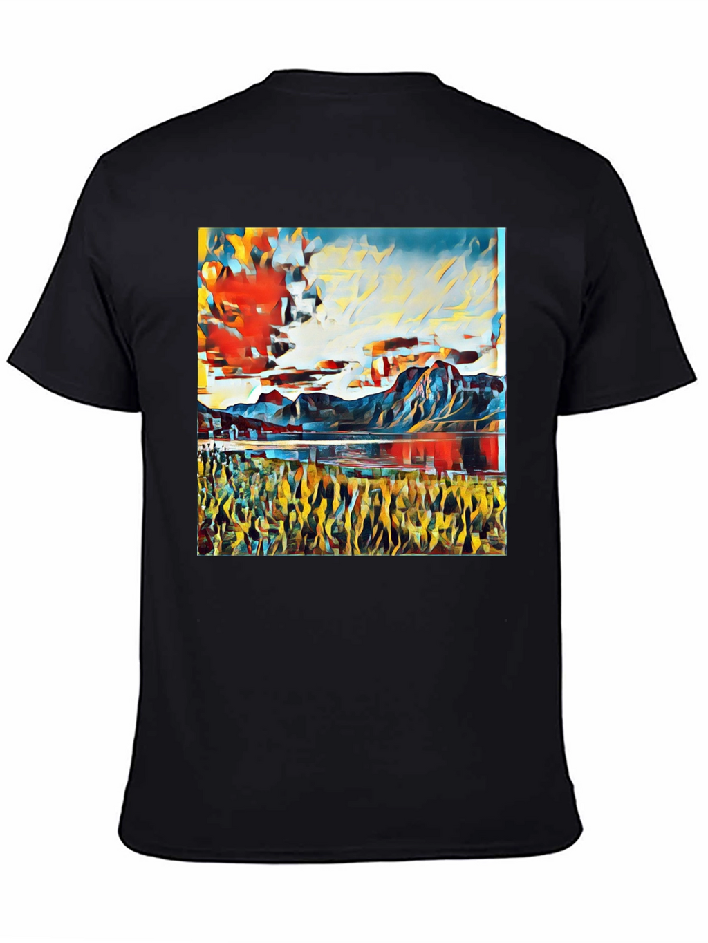 Abstract Landscape Print T-Shirt - Black