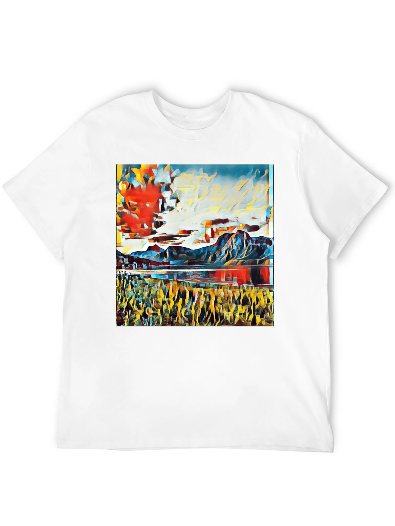 Abstract Landscape Print T-Shirt - Black