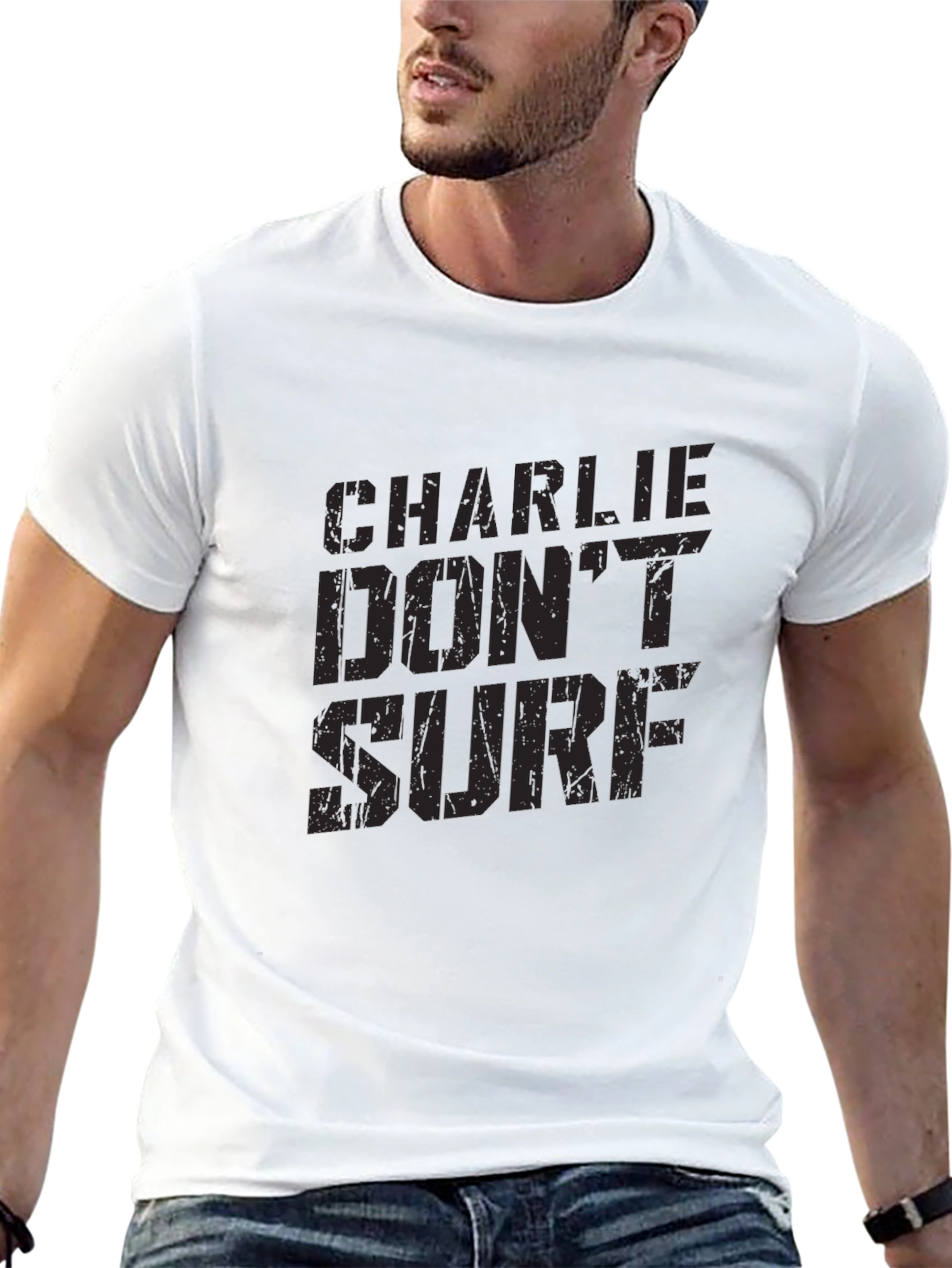 Charlie Dont Surf Black T-Shirt - Classic Movie Quote