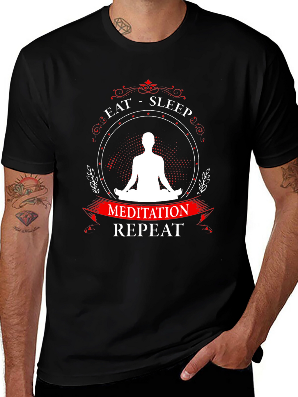 Eat Sleep Meditation Repeat Graphic T-Shirt