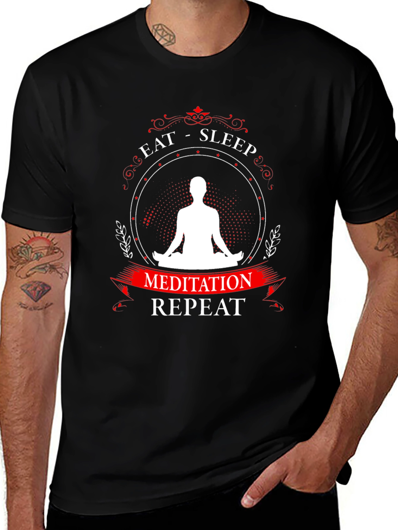 Eat Sleep Meditation Repeat Graphic T-Shirt