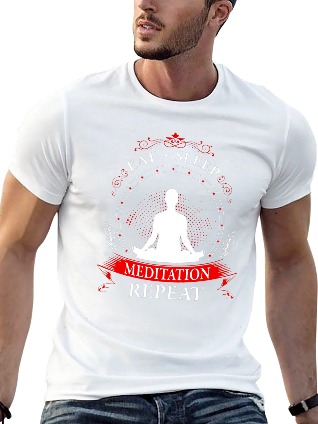 Eat Sleep Meditation Repeat Graphic T-Shirt