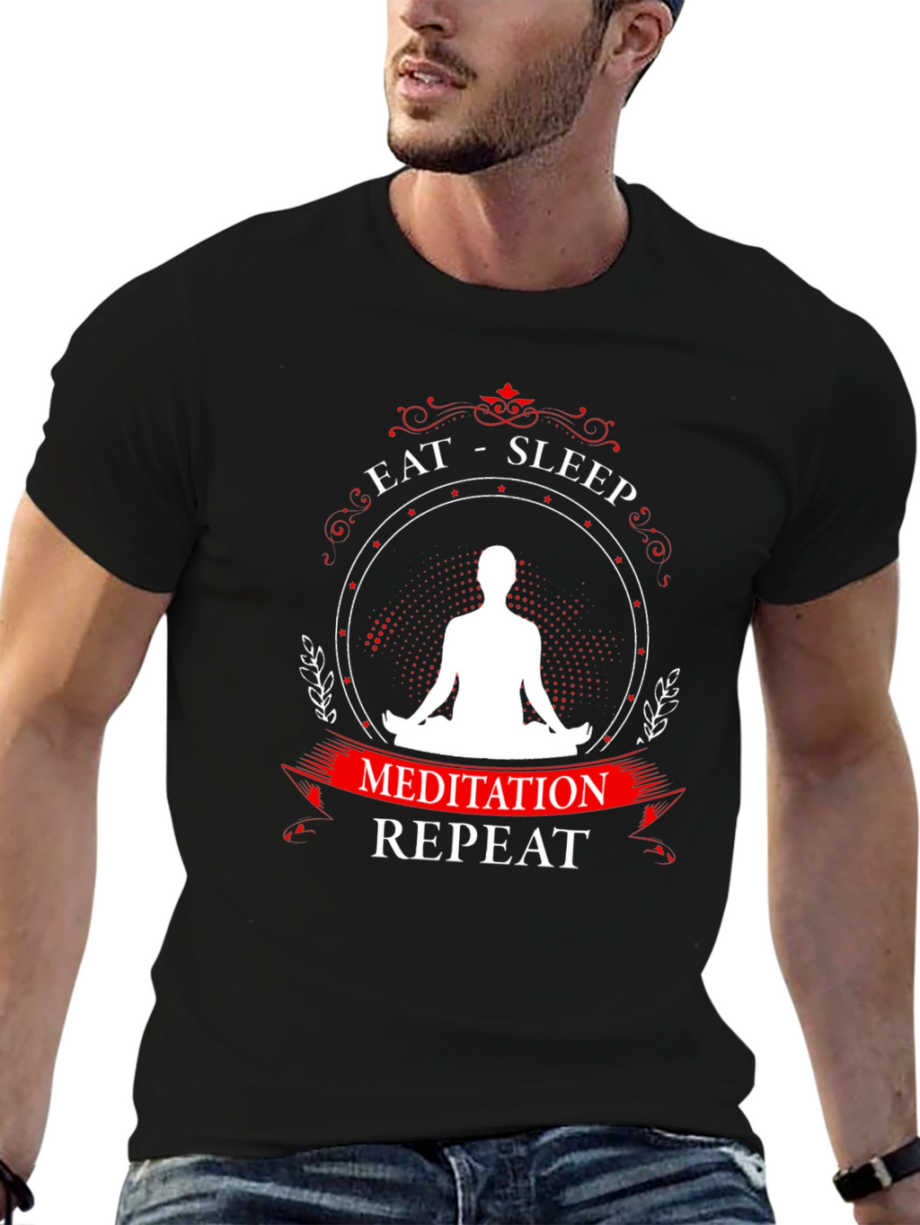 Eat Sleep Meditation Repeat Graphic T-Shirt